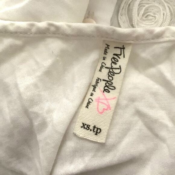 Free People Embroidered White Rayon Tank Top XS - Picture 4 of 9